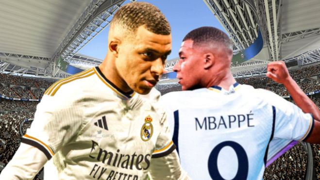 Mbappé con el '9' del Real Madrid en una imágen editada