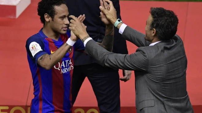 Luis Enrique y Neymar JR en su etapa en el Barça