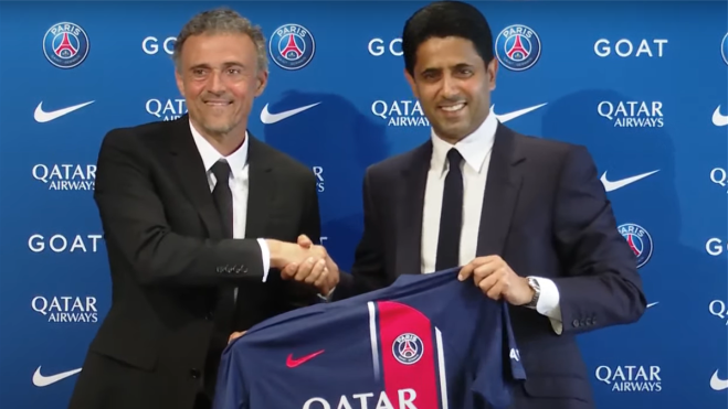 Imagen de la presentación de Luis Enrique con el PSG