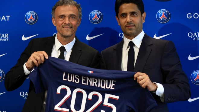 Luis Enrique en su presentación con el PSG