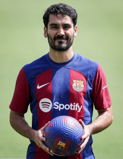 Gündogan en en su presentación con el Barça