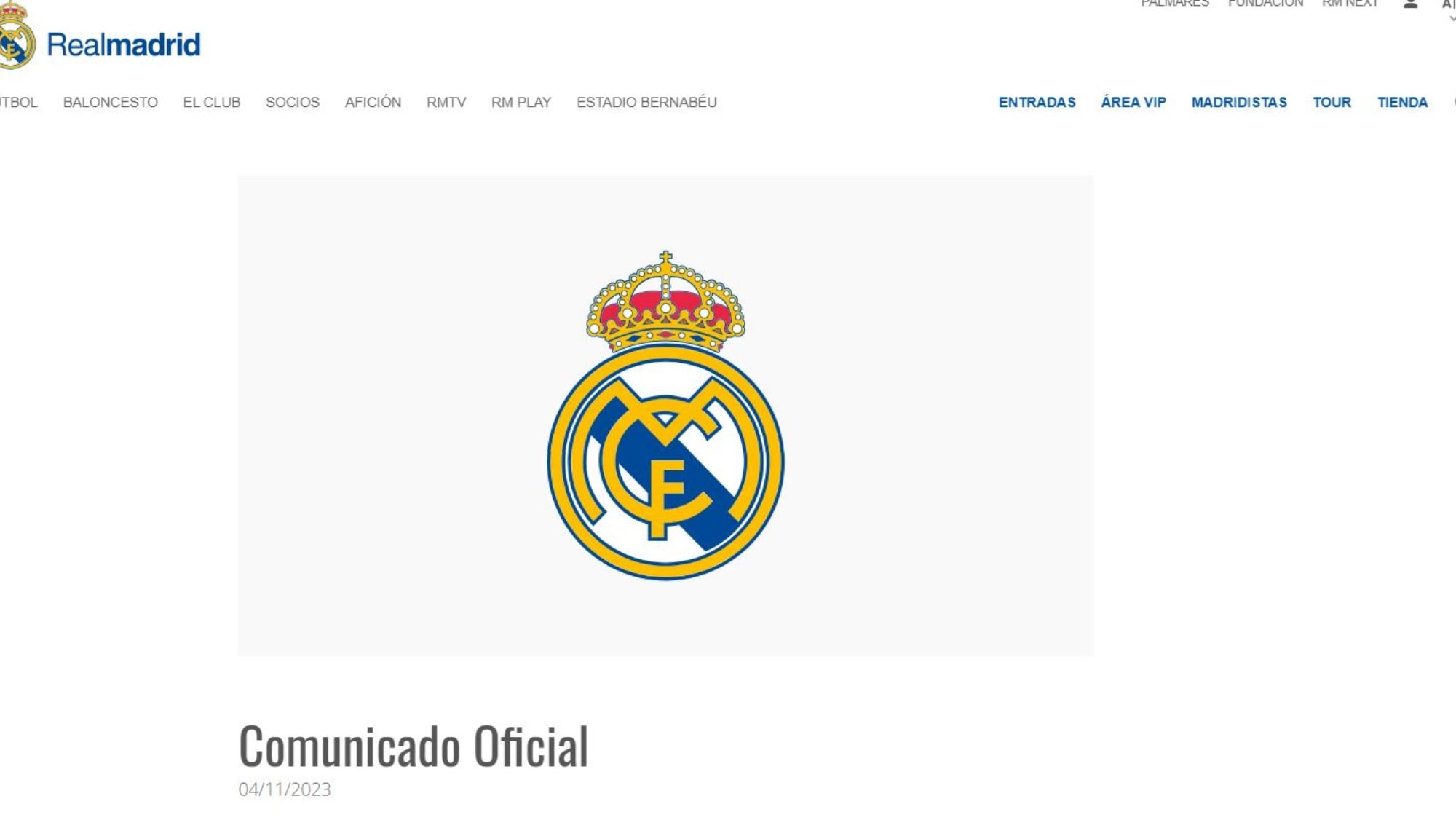 Real madrid comunicado oficial