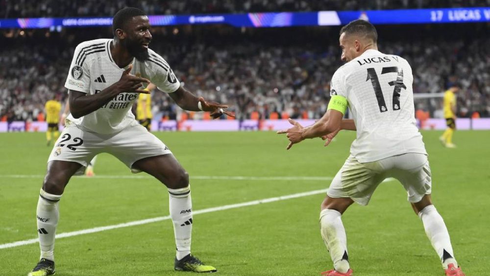 Lucas y Rüdiger celebrando el gol del español frente al Borussia Dortmund