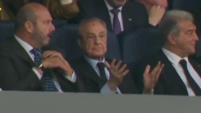 Florentino Pérez en el palco después del 0 a 2