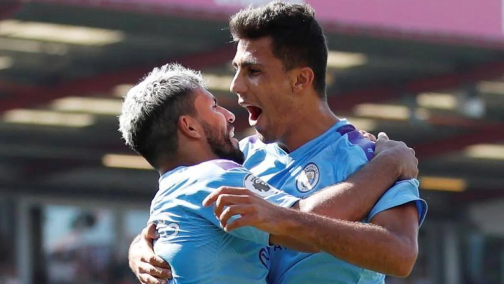 El Kun Agüero y Rodri juntos en el Manchester City