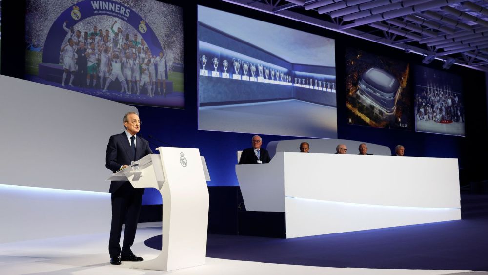 Florentino Pérez en una de las últimas Asambleas Generales del Real Madrid.