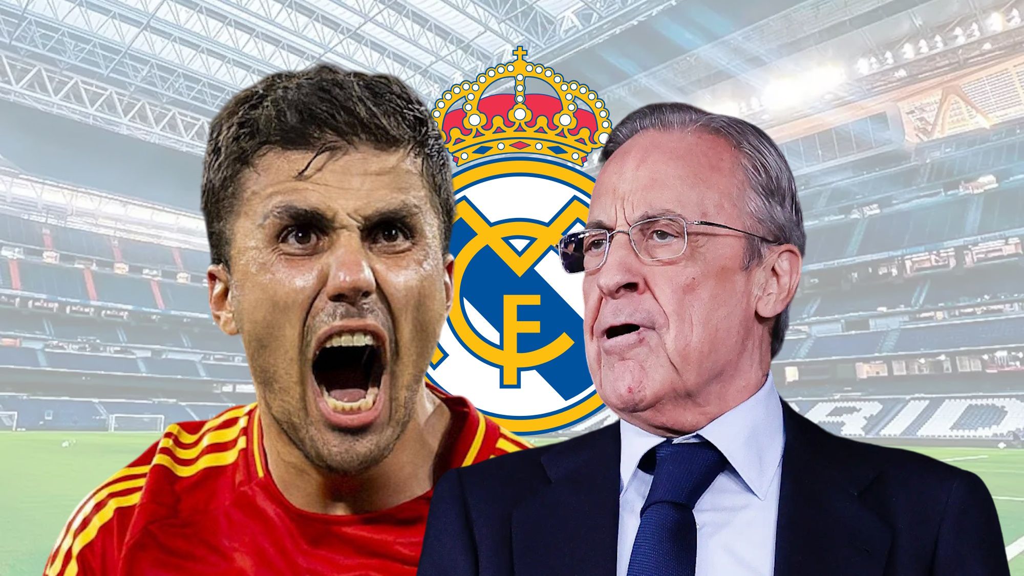 Rodri, Florentino y escudo Real Madrid