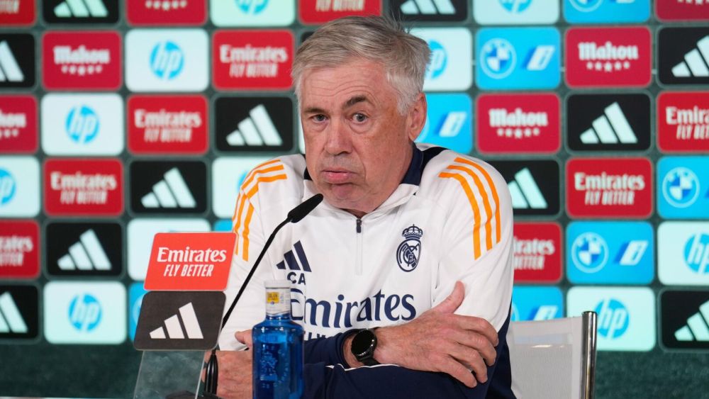 Ancelotti durante la rueda de prensa de hoy