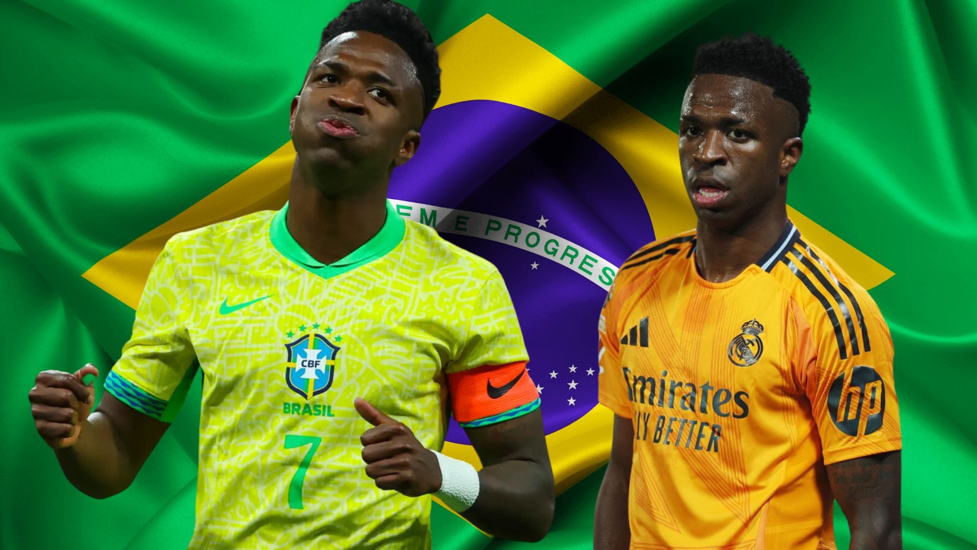 Vinicius con el Real Madrid y Brasil