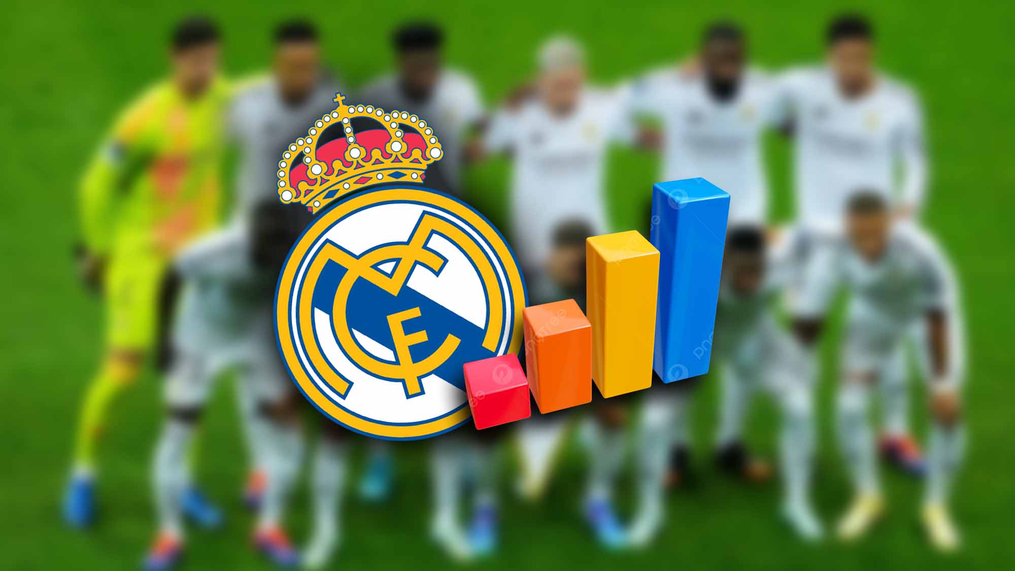 Escudo Real Madrid con gráfica estadística