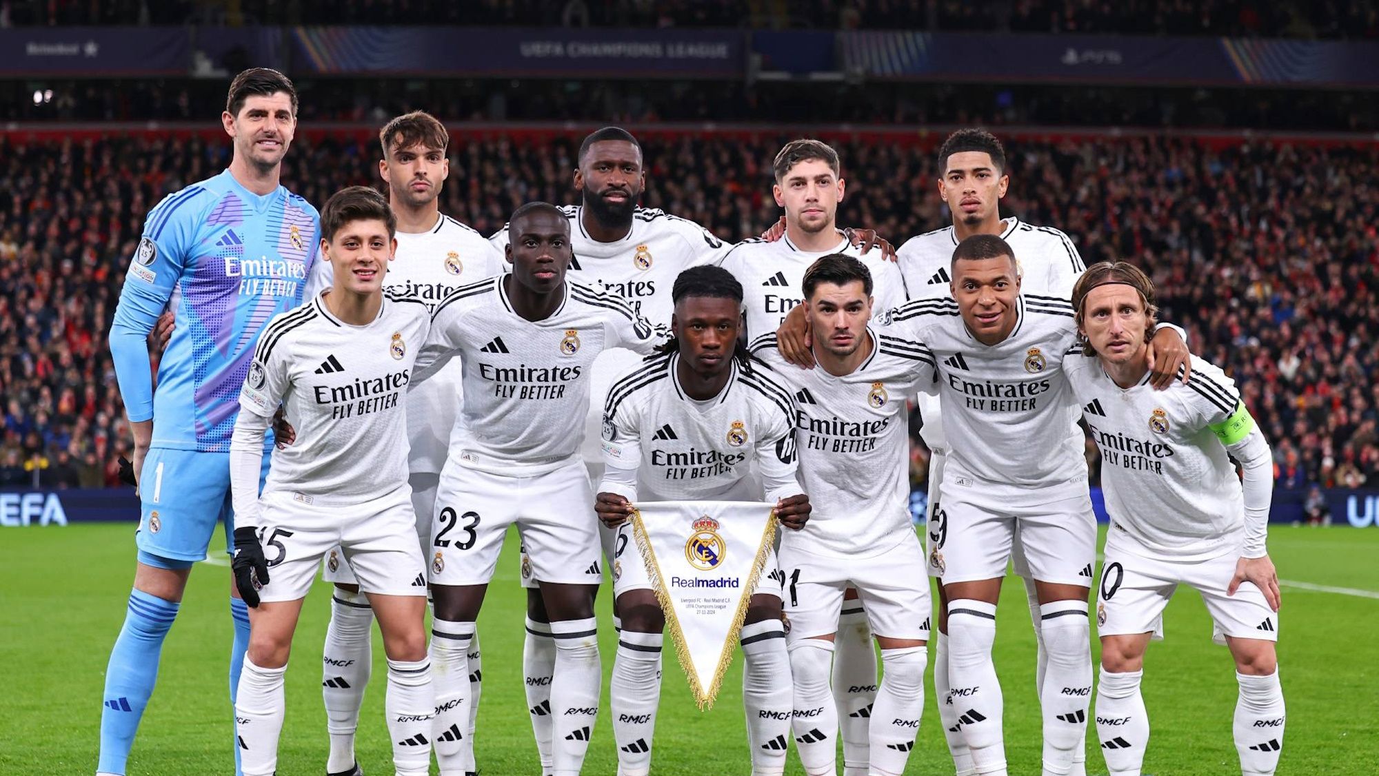 Once del Real Madrid ayer en Anfield