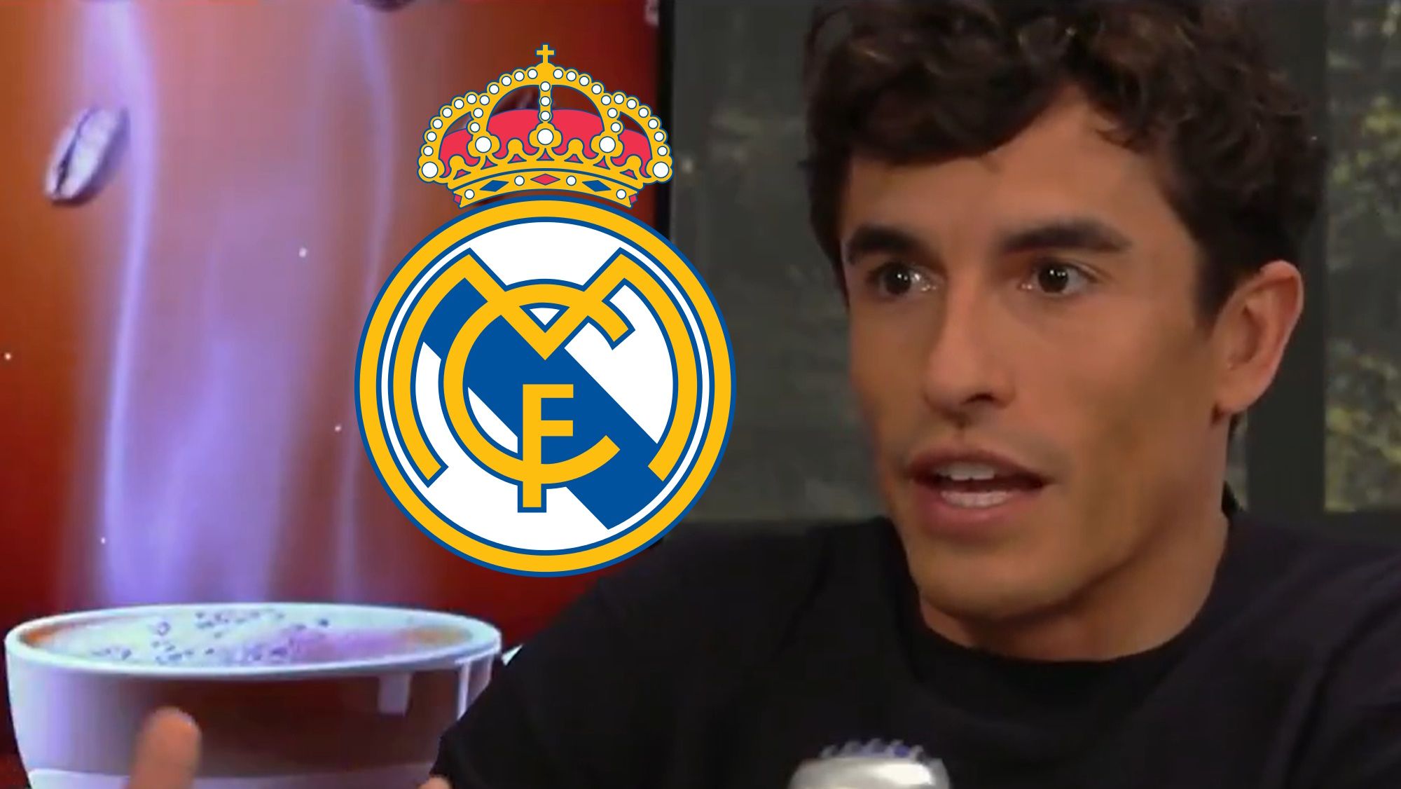 Marc Márquez y escudo del Real Madrid