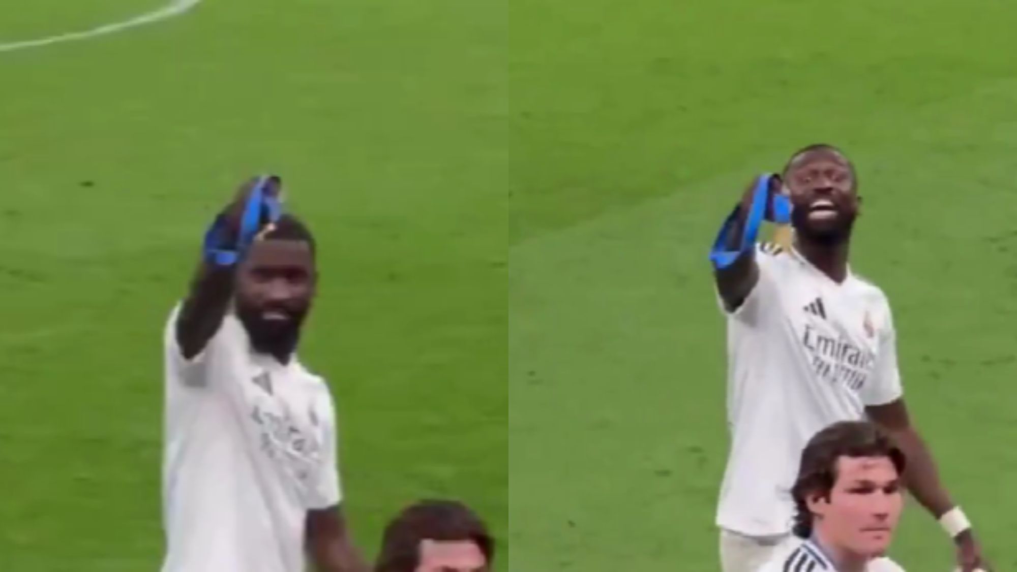 Rüdiger protagonizó una de las imágenes más virales de la celebración del Real Madrid