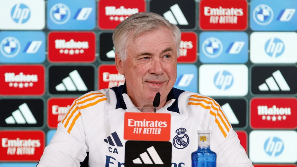 Carlo Ancelotti ayer en rueda de prensa