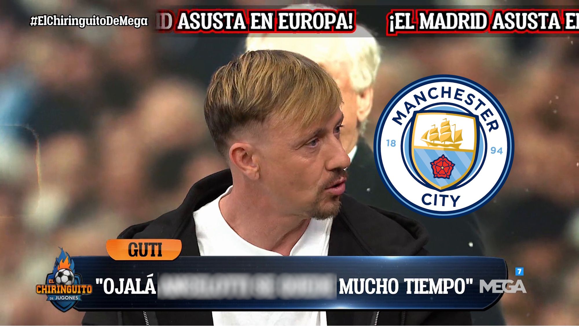 Guti en el Chiringuito y escudo del Manchester City